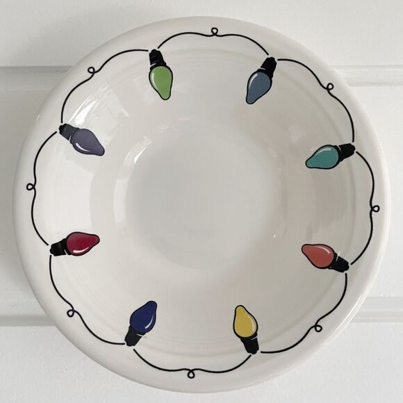 Fiesta Christmas String of Lights 9” Luncheon Plate & Stacking Cereal Bowl - Picture 6 of 8